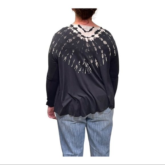 𝅺PATRONS of Peace black rayon top w/tie dye upper portion grunge whimsigoth - Picture 3 of 8